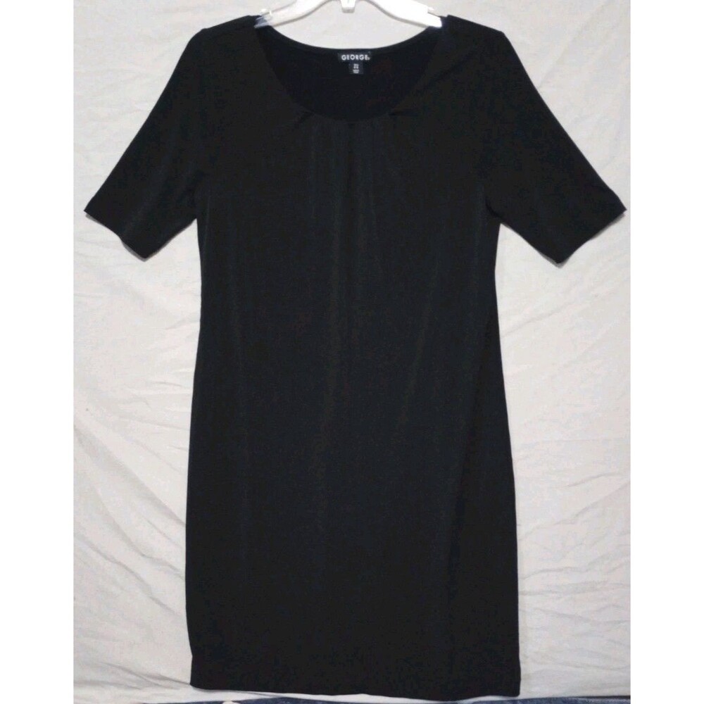 George Black Tunic Dress Women's Sz Small Stretchy Knee Length Casual Minimalist